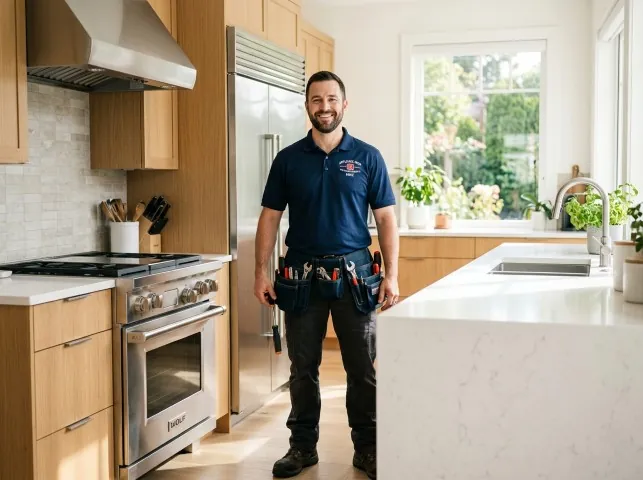 Appliance Repair Hero technician in a Austin, MN kitchen after an appliance repair